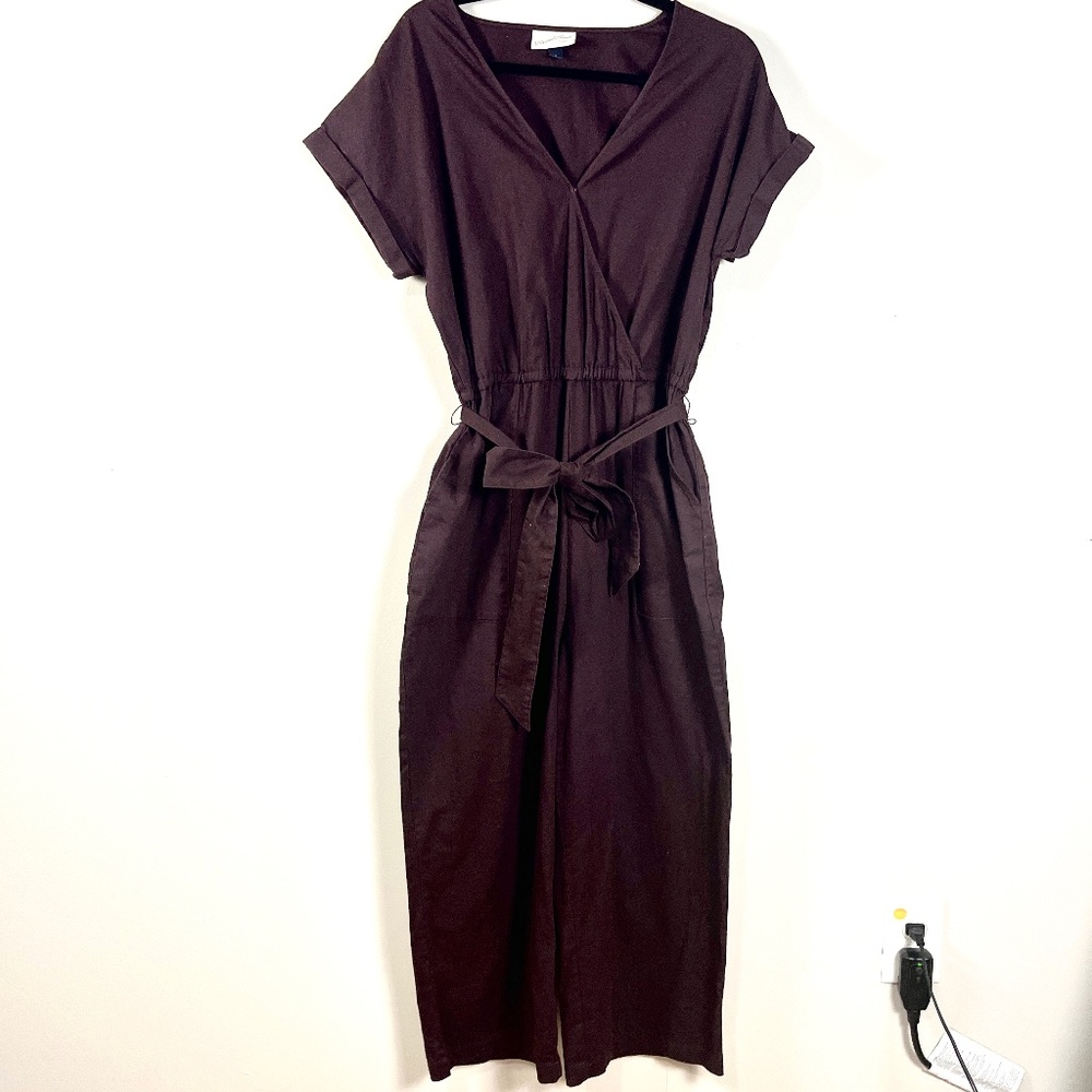 Black Universal Thread Jumsuit with Removable Tie Belt